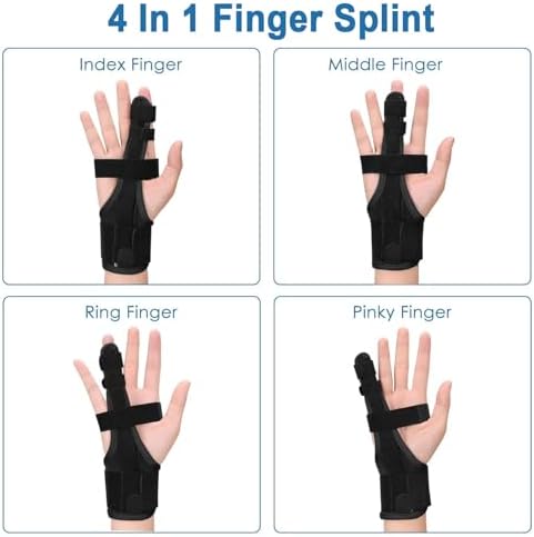 Full Trigger Finger Splint - Hand and Wrist Brace Support for Sprains, Pain Relief, Arthritis, Tendonitis, Fractured Finger - Adjustable Locking Straightener