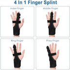 Full Trigger Finger Splint - Hand and Wrist Brace Support for Sprains, Pain Relief, Arthritis, Tendonitis, Fractured Finger - Adjustable Locking Straightener
