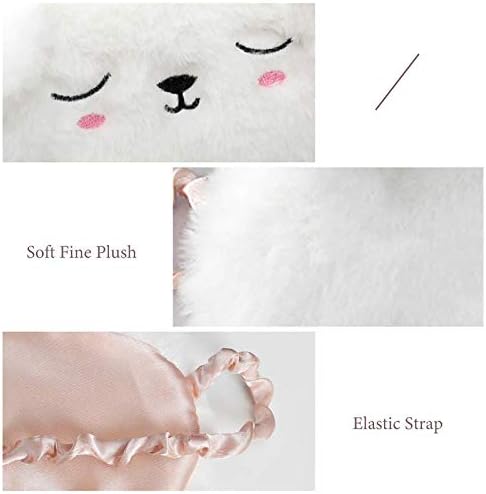 2 Pack Cartoon Animal Sleep Mask Soft Plush Blindfold Eye Masks Eye Cover for Women Girls Travel Nap Night Sleeping (2-Pack Cat Puppy)
