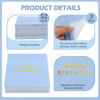 Vuzvuv 52 Pack Gold Foil Happy Birthday Cocktail Napkins - Birthday Party Dinner Hand Napkin for Party Supplies Decorations Table Decor for women man(5" Folded 3 Ply-Light Blue)