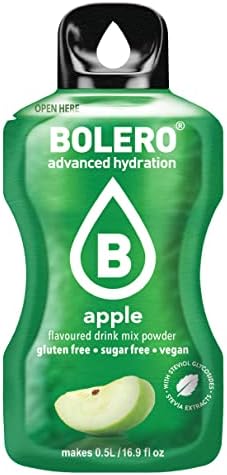 Bolero- Sugar Free Drink Mix Packets Apple Fruit Flavors | Powdered Flavored Water Packet | 36 Small Sachet On The Go Packets
