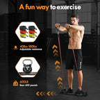 MQRW Push Up Board,Home Gym,Portable Exercise Equipment,Pilates Bar and 20 Fitness Accessories with Resistance Bands and Ab Roller Wheel,Full Body Workout at Home