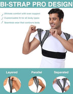 Posture Corrector for Women Men,BI-Straps Back Straightener - Bamboo Fiber Back Brace Posture Corrector - Instant Upper Back Pain Relief