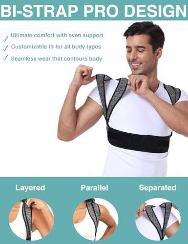 Posture Corrector for Women Men,BI-Straps Back Straightener - Bamboo Fiber Back Brace Posture Corrector - Instant Upper Back Pain Relief