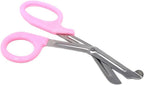 HTI Trauma Shears 7.25" All-Purpose Stainless Steel Paramedic, ER Nurse, EMT, EMS, First Responder Tactical Scissors with Serrated Blade for Outdoor Camping Rescue Tool (Baby Pink Handle)