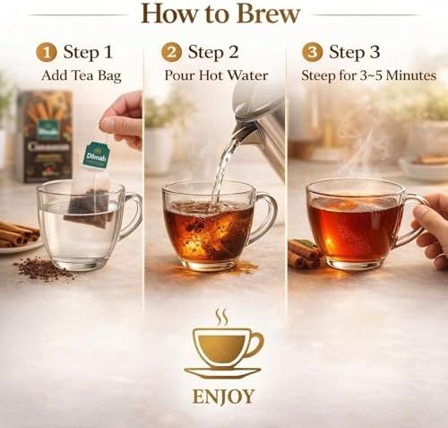 Dilmah Cinnamon Black Tea – 20 Tea Bags | Fun Flavored Ceylon Tea, Warm Spiced Aroma, Medium Caffeine, Ceylon cinnamon tea bags