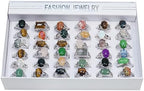 RICHRAIN Bulk Wholesale Crystals Rings Stone Natural Mixed 36 Pieces Lot Anillo al por Mayor