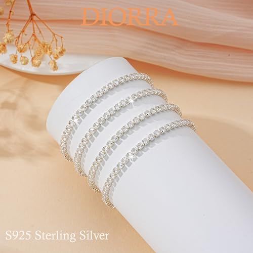 3mm/4mm Cubic Zirconia Classic Tennis Bracelet 14K Gold Plated/Silver Bracelets for Women Size 6.5-7.5 Inch