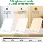 Light Therapy Lamp, 15000 Lx Sun Lamp,3 Color Temperature, 5 Levels of Adjustable Brightness and Timer Function Light Lamp, Touch Control, Rotatable Stand, Memory Function, Home/Office Use
