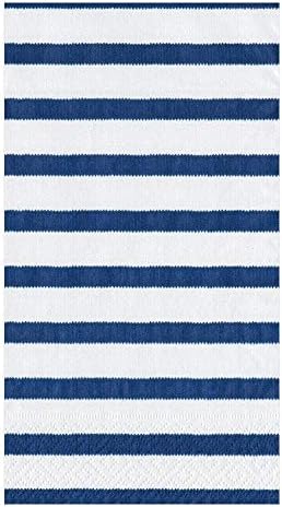 Caspari Guest Towel Bretagne Paper Guest Towel Napkins in Blue-15 Per Package, Guest Towel, Blue (11860G)