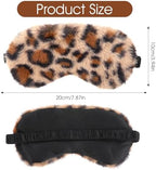 2 Pcs Plush Leopard Eye Mask Soft Sleeping Blindfold Eye Cover Comfortable Furry Faux Fur Sleeping Mask Satin Nap Night Eyeshade Cover for Women Men Gift (Brown, Coffee)