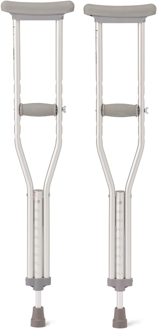 Medline Youth Aluminum Guardian Crutches for Kids, Adults & Seniors 4’6”–5’2”Tall, Walking Aid for Reliable Balance, Comfortably Holds Up to 300 lbs.