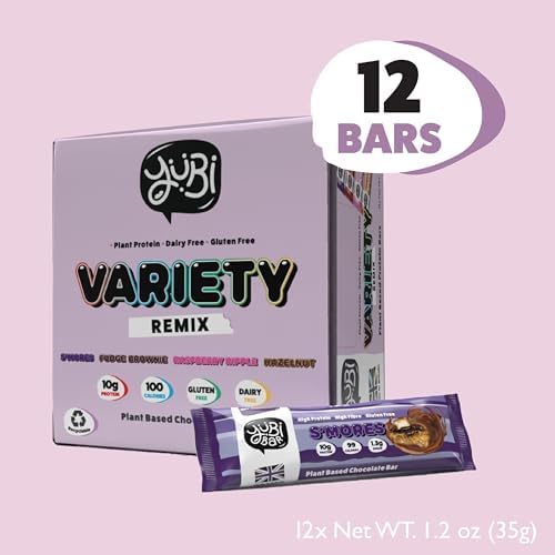 YuBi Bars - Protein Bars - 12 Bar Variety Pack #2 - 100 Calories, 10g of Protein, Low Sugar, Low Carb, Palm Oil Free/Non-GMO, Gluten Free, Dairy Free, Healthy Snack, Non-GMO - 14.8oz (12 Pack, YuBi Mix)