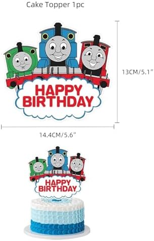 Thomas Train birthday party supplies, including cake caps, cupcake caps, flags, Latex Balloons, It is very suitable for boy's and girl themed birthday party supplies