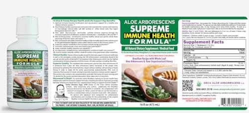 Deca Aloe – Father Zago’s Supreme Immune Health Formula – Aloe Arborescens Juice with Raw Unpasteurized Honey – Immune System Support – 16 oz Bottles – Pack of 4