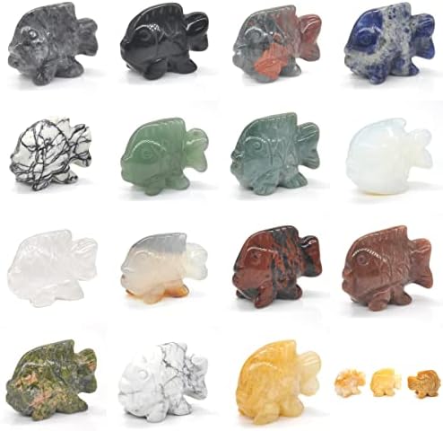 1.5" Fish Statue Natural Gemstone Room Decoration Healing Crystal Animals Figurines Reiki Lucky Carved Stones (Color : Strawberry Quartz)