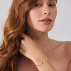 Midari 18K Yellow Gold Gemstone Birthstone Double Chain Bracelet Evil Eye Jewelry with 12 Months Birthstone Birthday Gifts for Women Wife Her Daughter Mom Sizes 7+2''