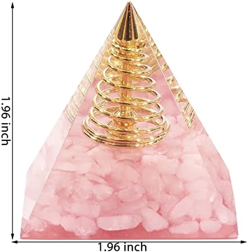Nupuyai Healing Rose Quartz Crystal Stone Pyramid for Protection/Meditation Positive Energy Generator Orgone Pyramid Crystal Decor for Home/Office/Car