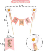 Daisy One Bunting Cake Topper - Flower Girls 1st Birthday Decorations,Felt Daisy First Birthday Cake Topper,Gold Glitter One Banner Cake Decorations,Bohemian Groovy Daisy Party Photo Props