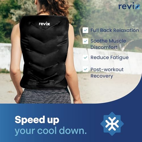 REVIX Extra Large Ice Pack for Back, 13” x 21” Reusable Gel Cold Pack Wrap for Full Back, Hip, and Leg Relief, XXL Cold Compress for Muscle Soreness, Fatigue, and Everyday Recovery, Black