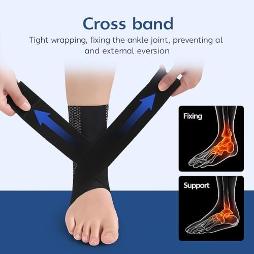 Ankle Guard - Active Ankle Brace, Compression Ankles Support Brace for Kids Youth & Adult (Black - TWO PACK,XL (women 10-15 / men 8-14))