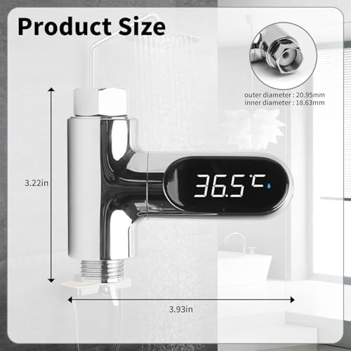 Shower Thermometer,Led Digital Display 360°Rotating Screen Baby Bath Water Power Support Fahrenheit Celsius Home Bathroom Kitchen Water Thermometer for Shower Bath Handheld Sprinkler Head