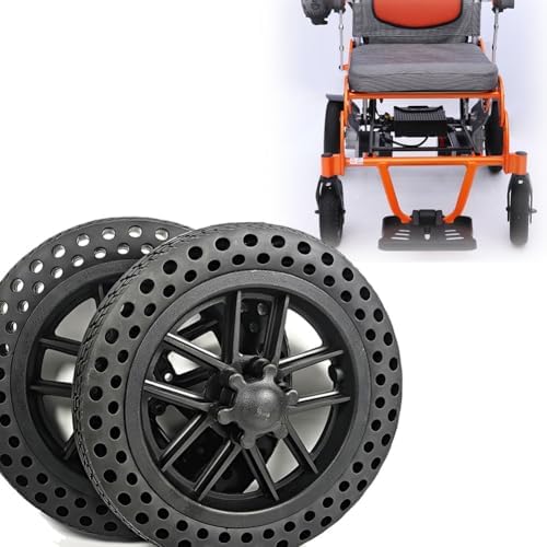 1 Pair of 10inch Power Wheelchair Front Wheels, 10×1.50 Solid Tires, Wheelchair Wheels, Bearing: 12mm, Wheelchair Walker Replacement Parts