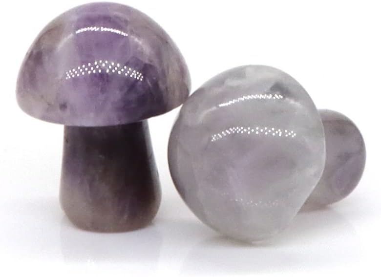 0.7" Mini Mushroom Stone Carved Natural Quartz Crystal Healing Statue Decor Gift (Color : Light Green, Size : 5 PC)