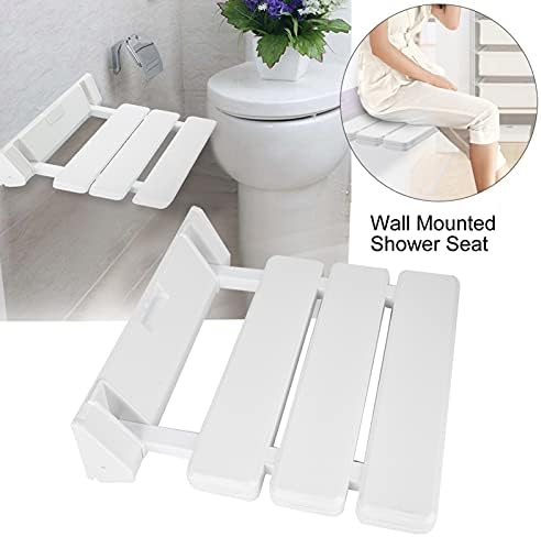 Wall Mount Shower Seat, Foldable Bathroom Shower Bench Wooden Bath Stool for Home SPA Sauna Room