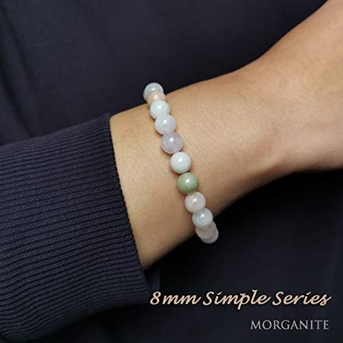 Morchic 8mm Genuine Gemstone Stretch Bracelet for Women Men Unisex, Natural Energy Crystal Stone Beads, Classic Simple Design Cuff Birthday Gift 7.5 Inch
