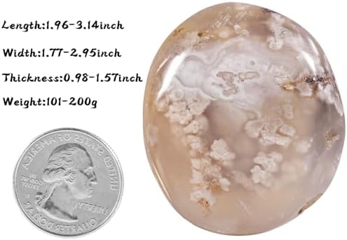 mookaitedecor Polished Cherry Blossom Agate Worry Stone Pocket Palm Stones Crystal Healing Gemstone Home Decor, Irregular Shape,1.96-3.14 Inch