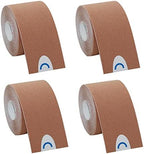 OBTANIM 4 Rolls Waterproof Breathable Kinesiology Tape, Athletic Elastic Kneepad Muscle Pain Relief Knee Taping for Gym Fitness Running Tennis Swimming Football (Skin)