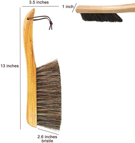 Counter Brush for Furniture Patio Woodworking Drafting Cleaning, Wooden Handle with Horsehair Bristle Bench Brushes, 13 Inches Hand Broom