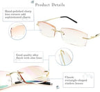 LifeArt Blue Light Blocking Glasses,Computer Reading Glasses,Rimless Frame Tinted Lens with Diamond,Stylish for Men (+1.50 Magnification)