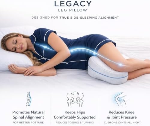 Contour Legacy Leg & Knee Foam Support Pillow for Side Sleepers Soothing Relief for Back, Hips, Knees, Joints, Nerves & Muscles