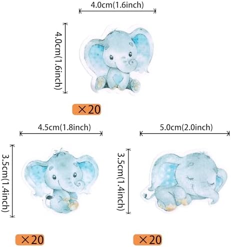 60 PCS Edible Blue Elephant Cupcake Toppers It's a Boy Baby Shower Cupcake Picks Edible Elephant Cake Decorations for Elephant Theme Baby Shower Kids Boys Birthday Party Food Decorations Supplies