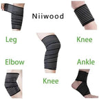 Extra Long Elastic Knee Wrap Compression Bandage Brace Support for Legs, Plantar Fasciitis, Stabilising Ligaments, Joint Pain, Squat, Basketball, Running, Tennis, Soccer, Football (Black-1pcs)