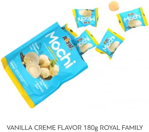 Royal Family Mochi, Vanilla Creme Flavor, (2 Pack 8.4 oz) – Gluten-Free, Low-Fat, Lacto-Vegetarian Treat