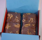 Gourmet Chocolate Walnut Fudge - 1 LB Fresh Artisan Maine Handmade, 4 Wrapped Pieces, Gluten Free Premium Candy Gift