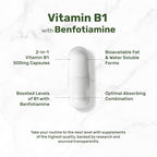 DEAL SUPPLEMENT Vitamin B1 500mg with Benfotiamine, 240 Capsules – 2 in 1 Enhanced Formula – Fat & Water Soluble Thiamine B1 Supplement – Third Party Tested, Non-GMO, No Gluten