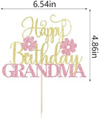 Grandma Happy Birthday Cake Topper,Gold pink Glitter Grandma/Granny Cake Decoration