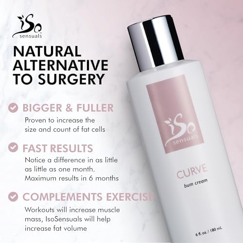 IsoSensuals CURVE Butt Enhancement Cream - for Women and Men, Natural Growth and Plumping Enhancer, Faster, Thicker, Bigger Results, 2 Month Supply