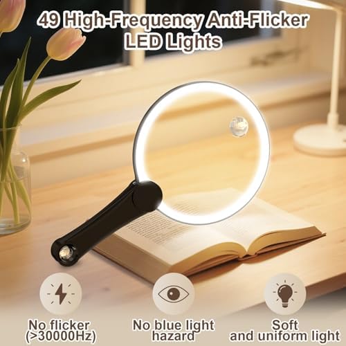 IMICHI Large 5.12" Handheld Magnifying Glass 10X/20X Lens with Eye-Care Anti-Flicker LEDs – 3 Adjustable Light Modes, Rechargeable – Perfect for Seniors, Low Vision, Reading, Crafts, Jewelry Repair