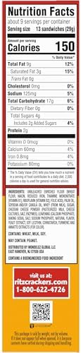 RITZ Bits Cheese Sandwich Crackers, Snacks for Kids and Adults, Lunch Snacks, 8.8 oz