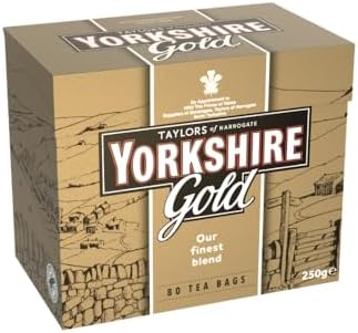 Yorkshire Tea, Gold, Pillow Tea Bags, 80 Count (Pack of 1), Premium Blend, Rich, Smooth, and Satisfying, Classic British Breakfast Blend, Caffeinated, Enjoy Hot or Iced, 80 Teabags