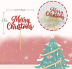 24 PCS Merry Christmas Cupcake Toppers for Christmas Decorations, Xmas Cake Picks for Party Supplies, New Year Ceremony Party Cake Decorations (Pattern C)