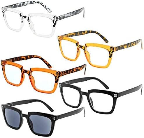 Eyekepper 5-Pack Design Reading Glasses for Women Include Reading Sunglasses +3.00