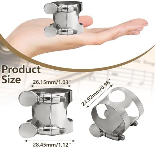 2Pcs Silver Alto Sax Ligature Alto Saxophone Ligature, Ligatures Saxophone Accessories Fastener for Music Mouthpiece Instrument