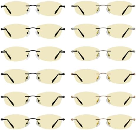 Eyekepper 12 Pack Blue Light Blocking Reading Glasses Yellow Tinted Computer Readers Women Rimless +2.00