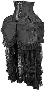 Daisy corsets Women's Daisy Corsets Top Drawer Steel Boned Black Lace Victorian Bustle Underbust Corset Dress